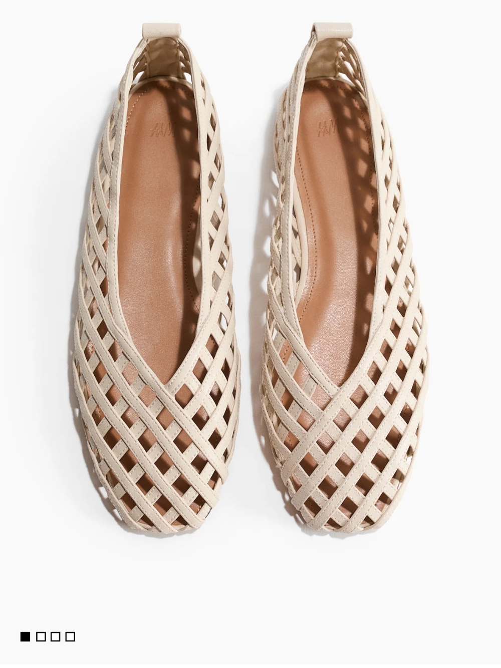 H&M Braided-Look Ballet Flats in Cream